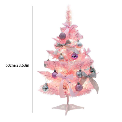 Pink Mini Christmas Tree with LED Lights, 60cm 1