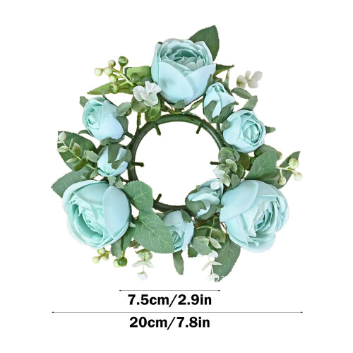 Artificial Rose Candle Ring Red Eucalyptus 1 Pack 1