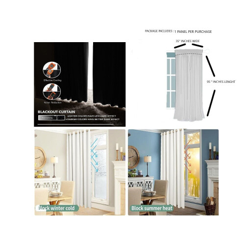 Bedroom Window Curtain Thermal Blackout Grommet Panel 95 in 1