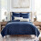 Conjunto de colcha de veludo azul marinho Levtex Home, tamanho solteiro reversível, 68x86 polegadas + 1