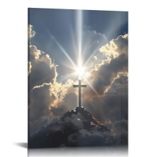 Kristen Jesus Canvastavla Panorama Kors 91x30 cm