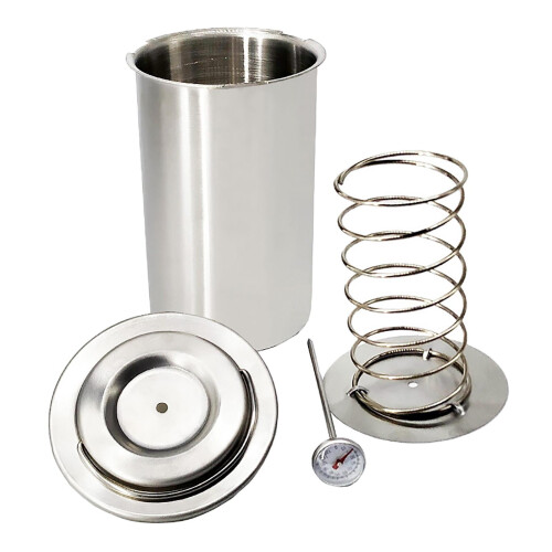 Fleischpresse aus Edelstahl mit Thermometer
