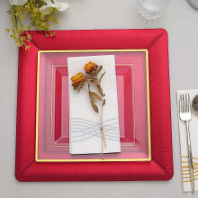 Square Burgundy Paper Charger Plates 13 in 10-Pack