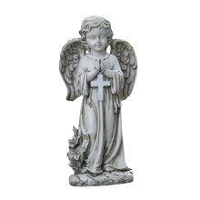 Estatua de jardín de ángel solar de resina, 30 cm