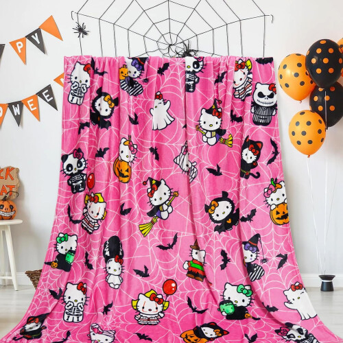 Coperta rosa di Hello Kitty per Halloween, adatta a donne e ragazze.