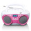 Tragbares FM-Radio/CD/MP3/USB-Player - Pink, kompakt, leicht 2
