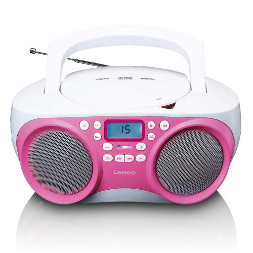 Tragbares FM-Radio/CD/MP3/USB-Player - Pink, kompakt, leicht 1