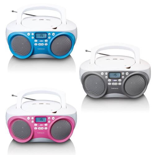 Tragbares FM-Radio/CD/MP3/USB-Player - Pink, kompakt, leicht 2