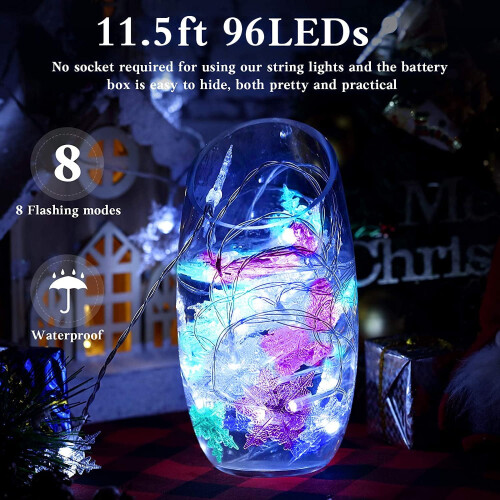 Snowflake Window Curtain Lights 11.5ft 96 LED 1