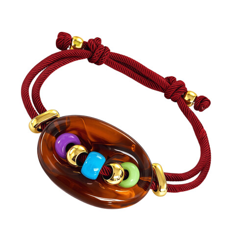 Adjustable Pig Nose Beaded Bracelet Statement-Dark Brown