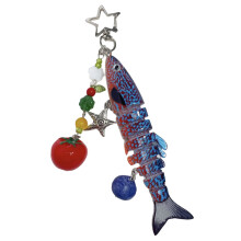 Articulated Artificial Fish Keychain Vibrant Color Great-Blue