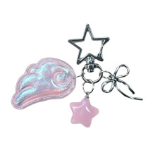 Adorable Miniature Angel Wing Keychain With Metallic-Pink