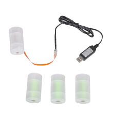 USB 5 V 2 A bis 6 V D-Batterie-Ersatz, 4 Stück-Schwarz 1 Meter