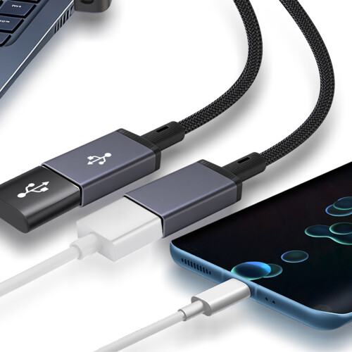 USB-auf-Typ-C/USB-Kabel, das-2 Typ-C-Buchse mit geradem Kopf 2