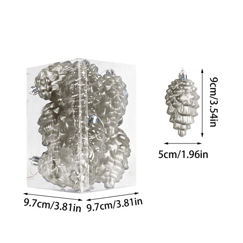 Pinecone Ornaments Rustic Brown 8pcs Shatterproof Plastic 2