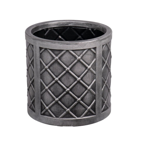 Strata 2 Small Round Lazio Planter Grey Lattice Plastic 32cm 1