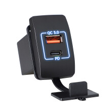 Integriertes Doppelport-Autoladegerät PD30W USB C und 18W-Blau