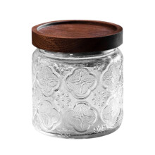 Mønstret oppbevaringsglass med lokk, 9,5 x 13 cm