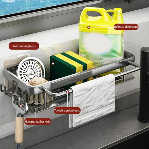 Kitchen sink organizer caddy for sponges, brushes, and wipes 1