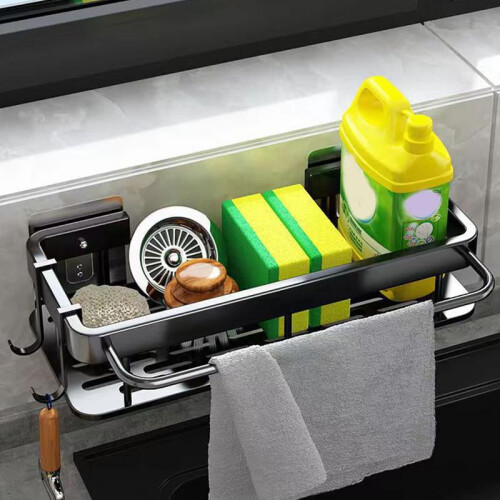 Kitchen sink organizer caddy for sponges, brushes, and wipes 2