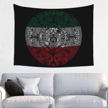 Wandteppich mit Straußenmuster und mexikanischer Flagge, 74 x 94 cm