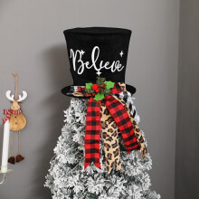 Christmas tree topper black velvet bowler hat with red