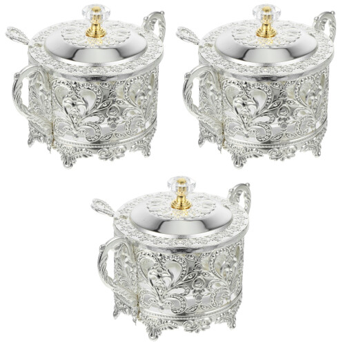 3Pcs Silver Multi-Purpose Seasoning Container with Lid 1