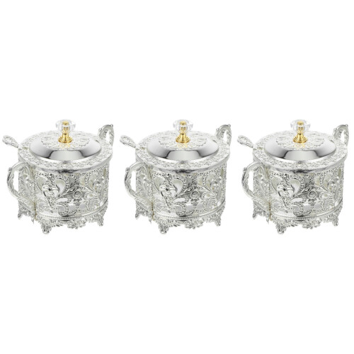 3Pcs Silver Multi-Purpose Seasoning Container with Lid 2