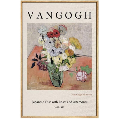 Ιαπωνικό βάζο με τριαντάφυλλα σε καμβά Van Gogh 12x16 ίντσες