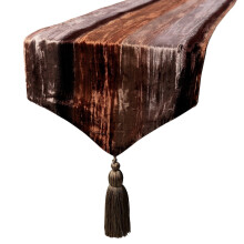 Brown ombre crushed velvet table runner 14x72 inch