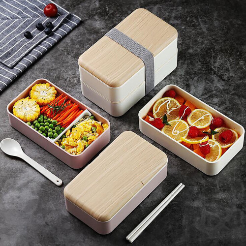 Japanese-Style 2-Layer Microwave-Safe Bento Box 2
