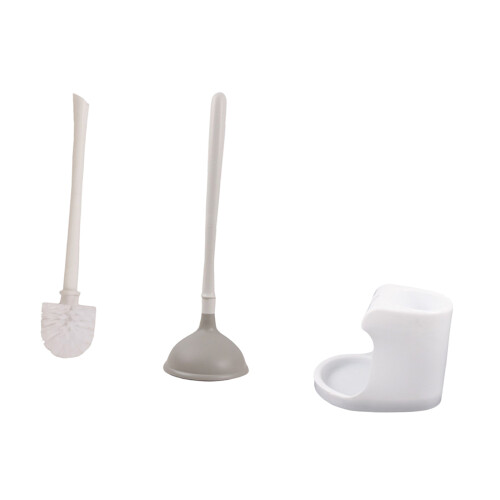 Ensemble de nettoyage de salle de bain robuste avec brosse-Blanc