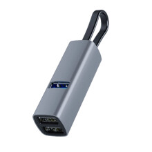Aluminum Alloy USB C Hubs With 3 USB3.0 2.0 Port And-Silver