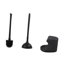 Modern Toilet Brush And Plunger Set For Quick Bathroom-Black