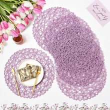 Runde, gewebte Platzsets, 6er-Set, 15 Zoll, Naturstroh