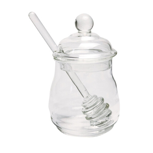 Klares Honigglas mit Honiglöffel – 280 ml