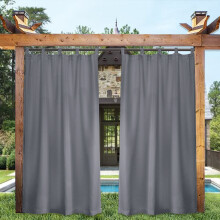 Donkergrijze waterdichte gordijnen voor buiten, terras, 52" x 108"