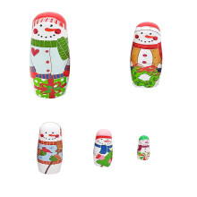 5-Layer Snowman Russian Nesting Doll Set Wooden Christmas