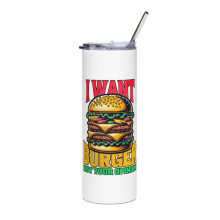 Funny hamburger lover slim tumbler white