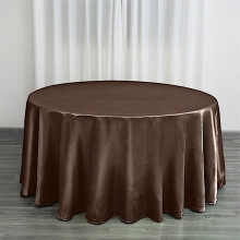 Satin Round Tablecloth 120 in Chocolate Brown