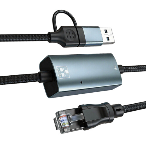 Double Port USB C And USB A Networking Adapter Supports 2 5Gbps