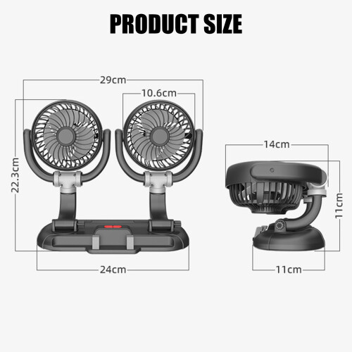 2 In 1 Car Fan Featuring Device Stand Twin Head Construction 2