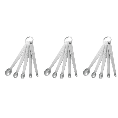 15Pcs Stainless Steel Measuring Spoons Set Silver Baking Kitchen Use 2