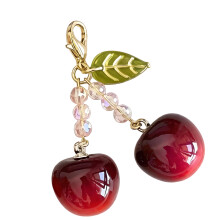 Zoete kersvormige sleutelhanger acryl rugzak ornament-Donkerrood