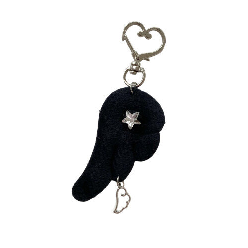 Porte-clés rétro aile d'ange et étoiles, bijoux élégants,-Noir