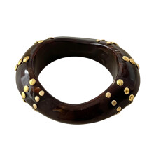 Bracelet manchette en résine géométrique audacieux-Or brun foncé