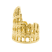 Unique Retro Roman Amphitheater Shaped Ring Unisex Fashion-Gold