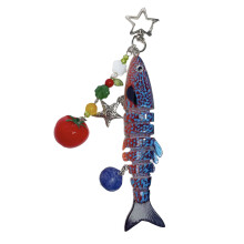 Porte-clés en forme de poisson mobile et robuste, avec un-Bleu
