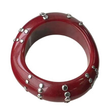 Bracelet en résine moderne non-rivets argentés rouges