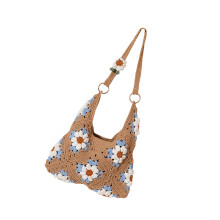 Sac sous les bras décontracté en coton au Crochet, sac à -Café